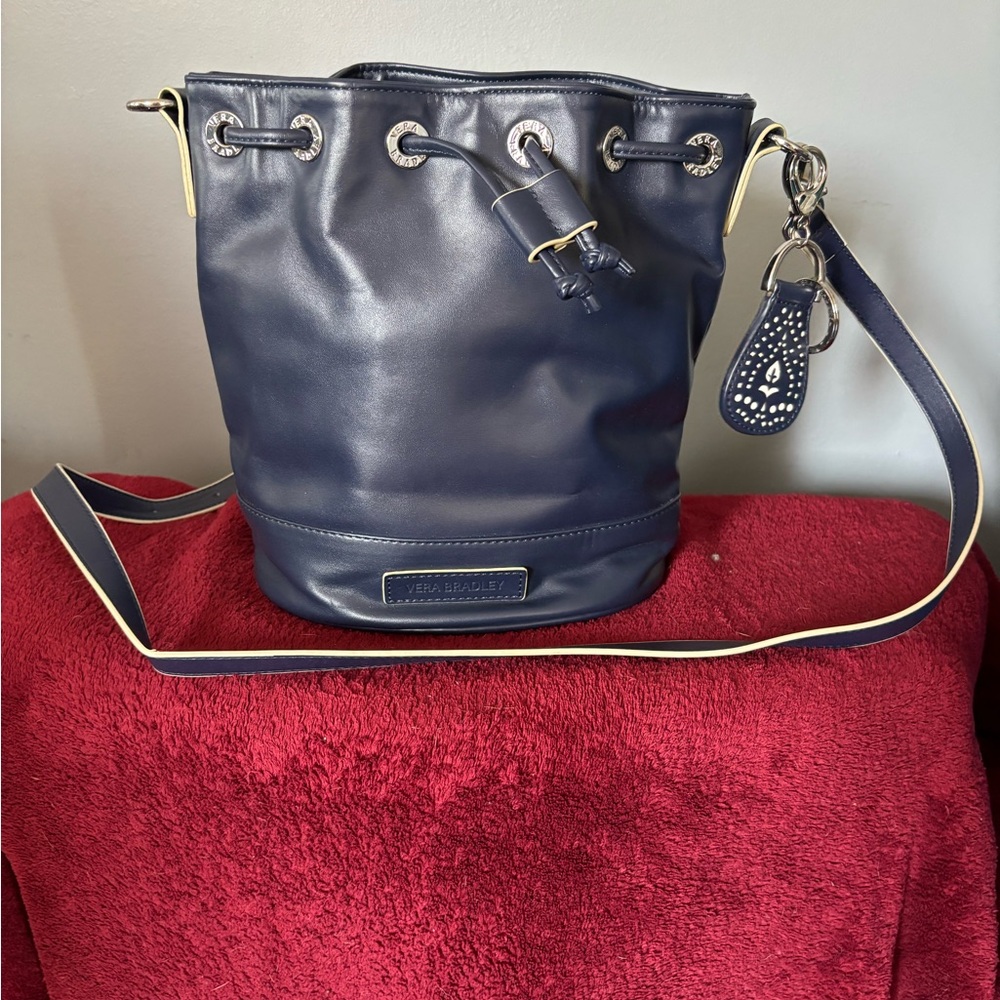 Vera Bradley Blue Hobo Bag with Drawstring Closure